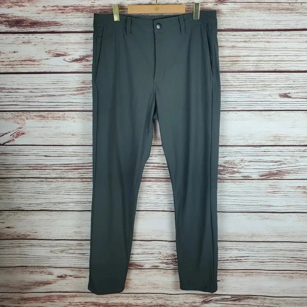 Cuts Mens 30x32 Slim Straight Dark Green/Gray Versaknit Stretch Chino Pants #147